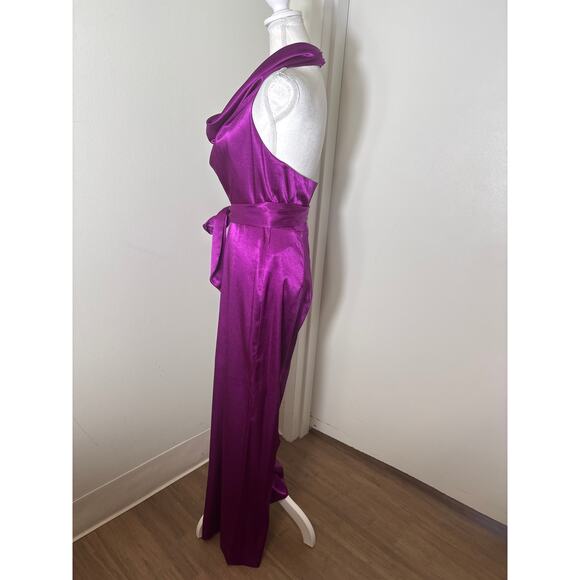 Aidan by Aidan Mattox Fushia Backless Jumpsuit Sz 6 - Picture 2 of 4